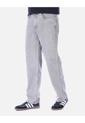 Jean Recto Cintas / Wide Leg Para Hombre - Gris