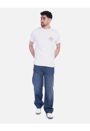 Jean Baggy Ancho Para Hombre - Azul Medio Clásico