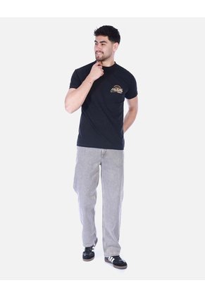 Jean Recto Cintas / Wide Leg Para Hombre - Gris