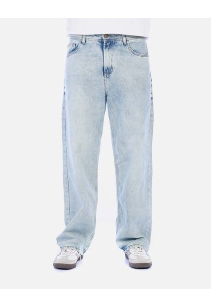 Jean Recto Cintas / Wide Leg Para Hombre - Azul Hielo
