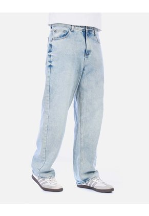 Jean Recto Cintas / Wide Leg Para Hombre - Azul Hielo