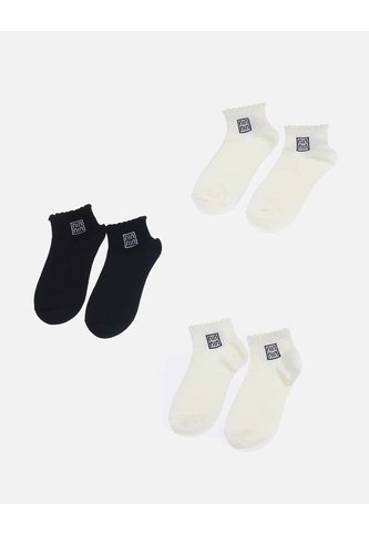 Set X 3 Medias Tobilleras De Algodón Borde Rizado Para Mujer Arequipe moda dulce