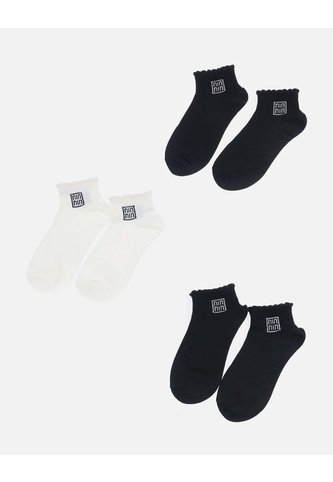 Set X 3 Medias Tobilleras De Algodón Borde Rizado Para Mujer Arequipe moda dulce