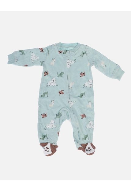 Pijama Enteriza Perritos Verde Claro Para Bebé
