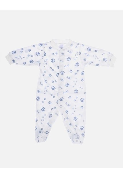 Pijama Enteriza Térmica Huellitas Blanca Para Bebé