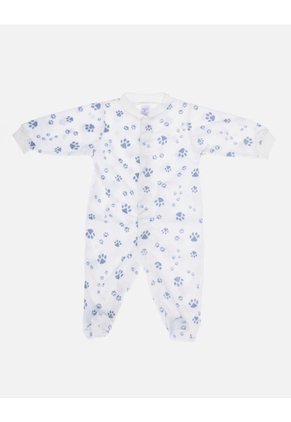 Pijama Enteriza Térmica Huellitas Blanca Para Bebé