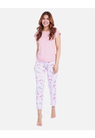 Pijama De Dos Piezas Para Mujer - Camiseta De Tiras Y Pantalón Estampado De Moños Arequipe moda dulce