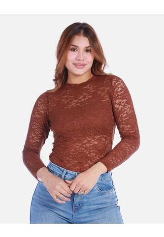 Body De Encaje Para Mujer Manga Larga Y Cuello Alto Arequipe moda dulce