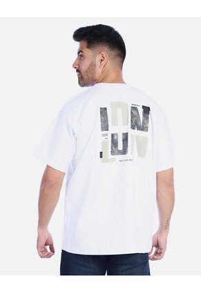 Camiseta Oversize Para Hombre Manga Corta Con Estampado Tipográfico