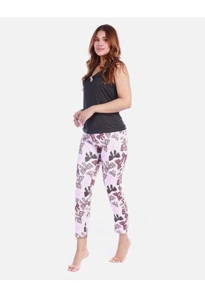 Pijama De Dos Piezas Para Mujer - Camiseta Manga Corta Y Pantalón Estampado