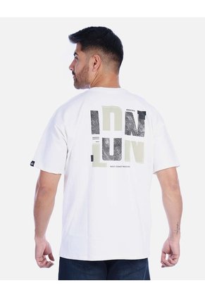 Camiseta Oversize Para Hombre Manga Corta Con Estampado Tipográfico