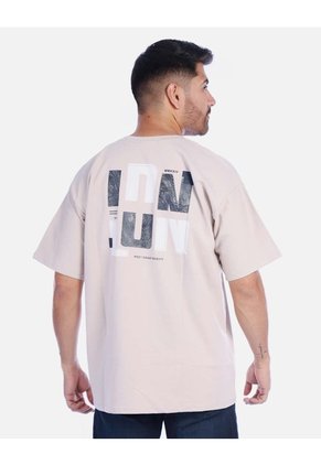 Camiseta Oversize Para Hombre Manga Corta Con Estampado Tipográfico