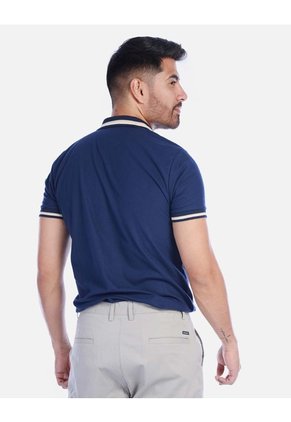 Camiseta Tipo Polo Para Hombre Manga Corta - Azul Marino Con Contraste
