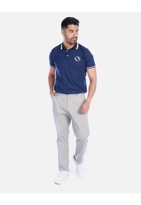 Camiseta Tipo Polo Para Hombre Manga Corta - Azul Marino Con Contraste