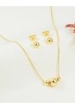 Set De Cadena Y Aretes De Esferas Doradas de Arequipe moda dulce