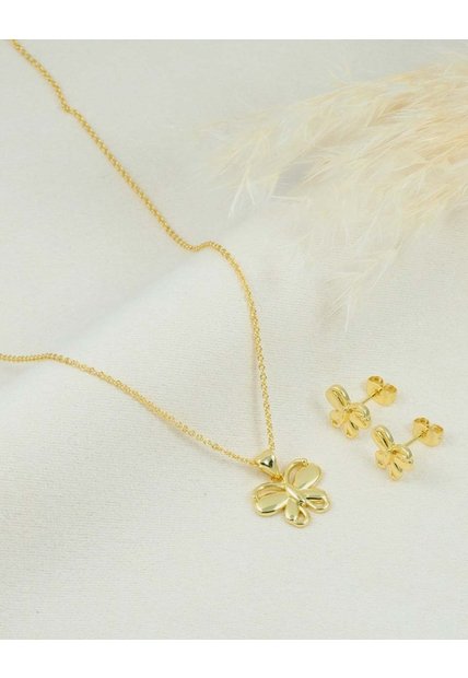 Set De Cadena Y Aretes De Mariposa