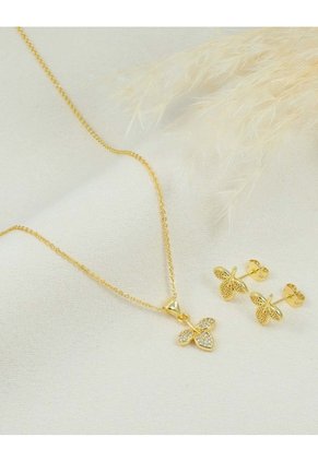 Set De Cadena Y Aretes De Mariposa Pequeña