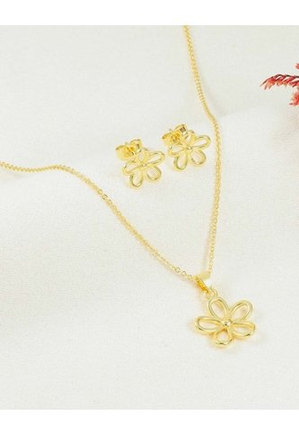 Set De Cadena Y Aretes De Flor Arequipe moda dulce