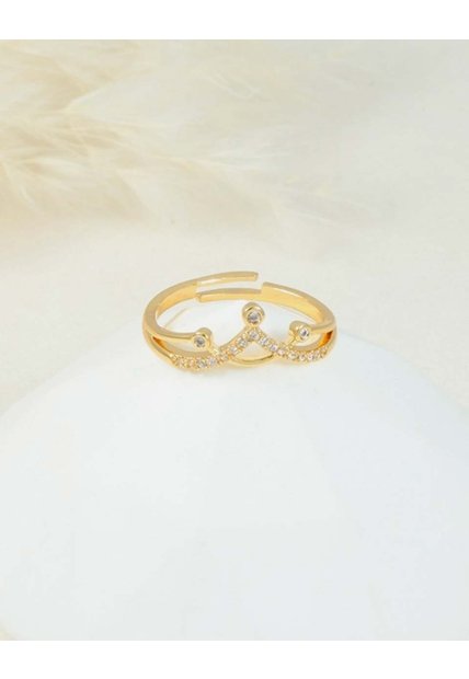 Anillo Ajustable Diseño Corona Con Zircones