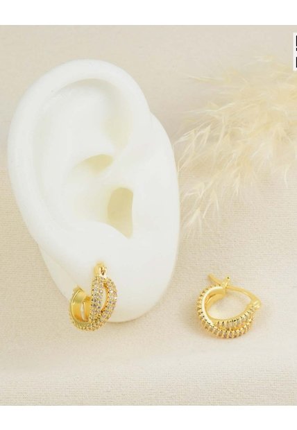 Aretes Doble Aro En Rodio