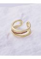 Anillo Doble Banda Con Zircones Rojos  de Arequipe moda dulce