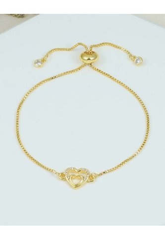 Pulsera Con Dije De Corazón Doble En Rodio Arequipe moda dulce