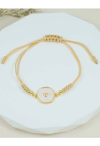 Manilla Con Dije Circular De Corazón En Tejido Arequipe moda dulce