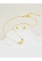 Set De Cadena Y Aretes De Esferas Tres Colores de Arequipe moda dulce