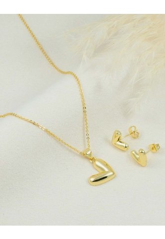 Set De Cadena Y Aretes De Corazón Arequipe moda dulce