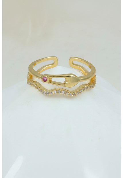 Anillo Ajustable Ondulado Con Zircones
