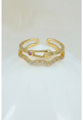 Anillo Ajustable Ondulado Con Zircones