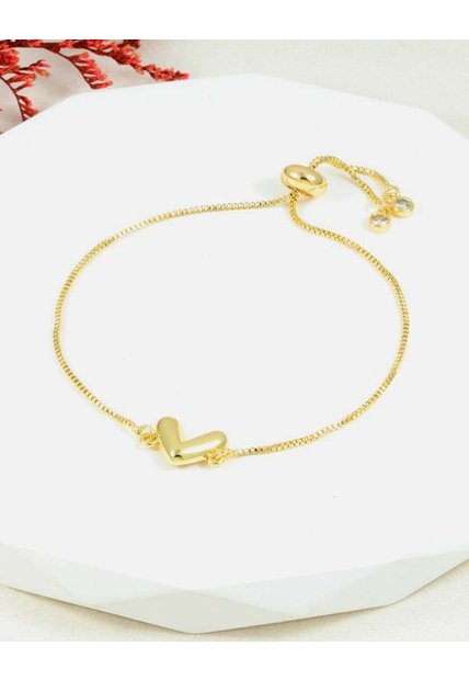 Pulsera De Cadena Con Corazón Dorado