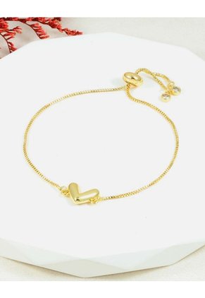 Pulsera De Cadena Con Corazón Dorado