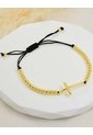 Pulsera Con Cruz Y Esferas Doradas de Arequipe moda dulce