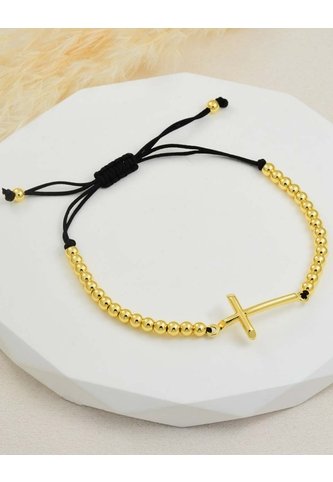 Pulsera Con Cruz Y Esferas Doradas Arequipe moda dulce