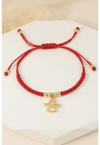 Manilla Con Dije De ángel En Tejido Rojo Arequipe moda dulce