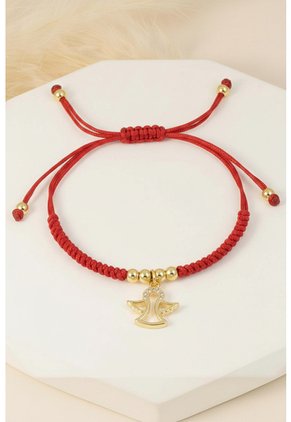 Manilla Con Dije De ángel En Tejido Rojo