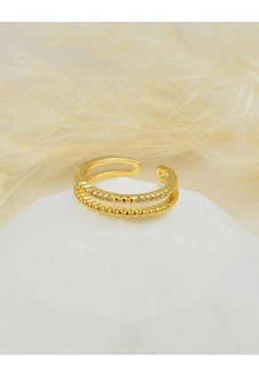 Anillo Ajustable De Doble Línea Con Zircones Para Mujer