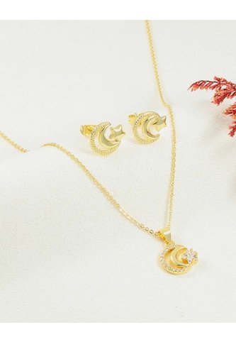 Set De Cadena Y Aretes De Luna Y Estrella Arequipe moda dulce