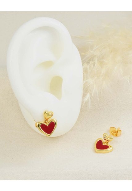 Aretes Corazón Rojo
