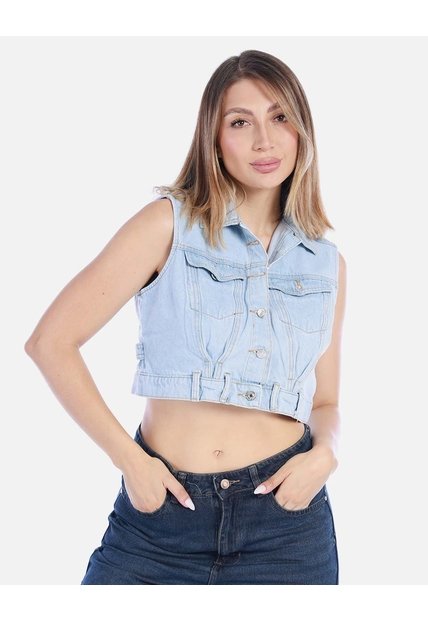 Chaleco De Jean Corto Para Mujer