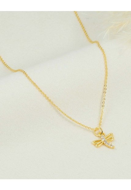 Cadena Con Dije De Libélula En Dorado