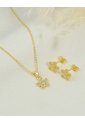 Set De Cadena Y Aretes De Flor Con Piedras Brillantes de Arequipe moda dulce