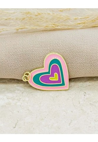 Cadena Con Dije De Corazón Multicoror Esmaltado Arequipe moda dulce
