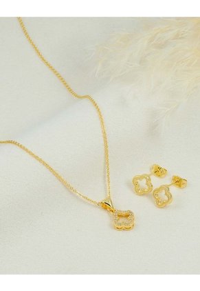 Conjunto De Collar Y Aretes Con Dije Floral