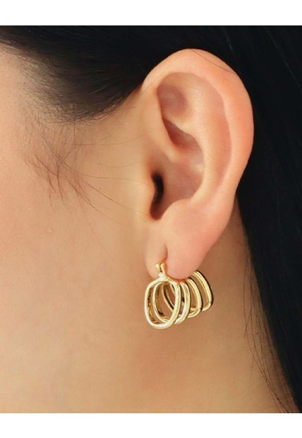 Candongas Triples Entrelazadas En Dorado