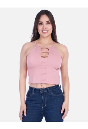 Blusa De Tiras Graduables Con Detalle De Aberturas Frontales