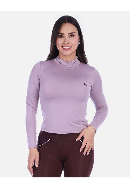 Camiseta Deportiva Manga Larga Cuello Alto Con Licra