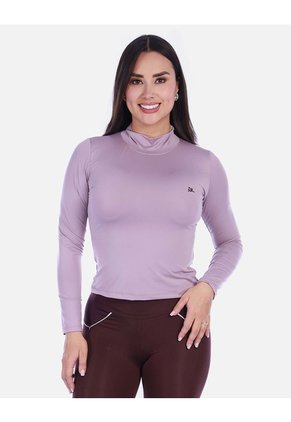 Camiseta Deportiva Manga Larga Cuello Alto Con Licra