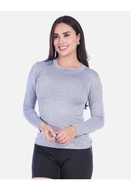 Camiseta Deportiva Manga Larga Cuello Redondo  Jaspeado